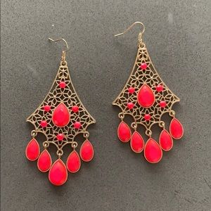 Pink & gold chandelier earrings.